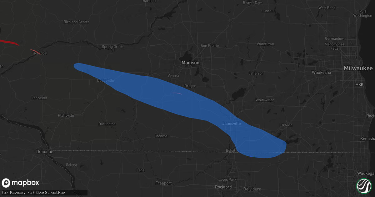 Hail map in Brooklyn, WI on June 17, 2026