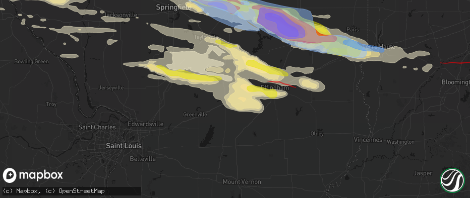 Hail map in Brownstown, IL on June 17, 2026