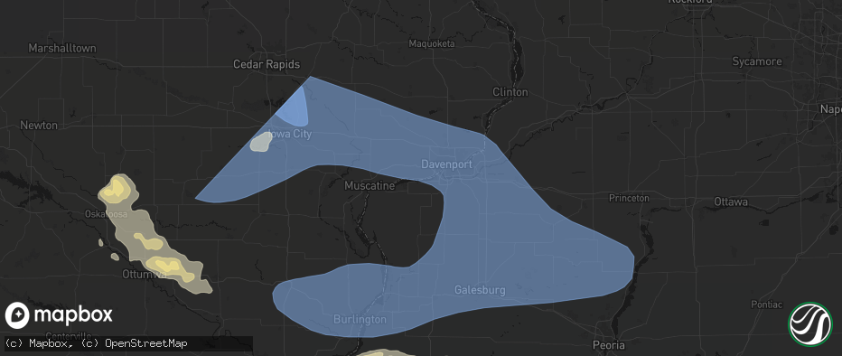 Hail map in Buffalo, IA on June 17, 2026