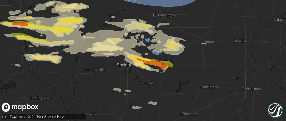 Hail map in Buffalo, IL on June 17, 2026