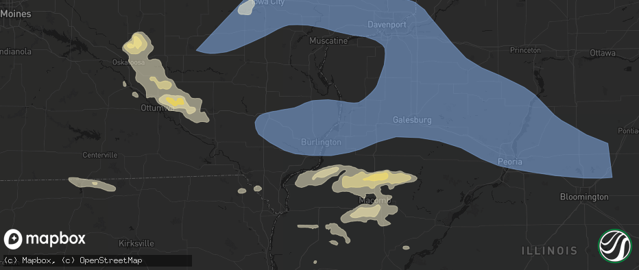 Hail map in Burlington, IA on June 17, 2026