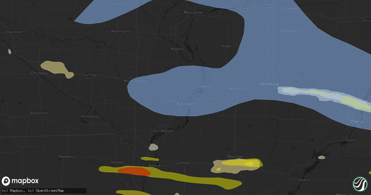 Hail map in Burlington, IA on June 17, 2026