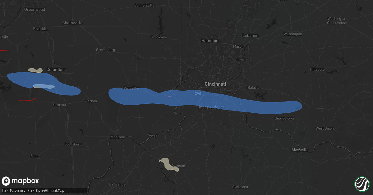 Hail map in Burlington, KY on June 17, 2026