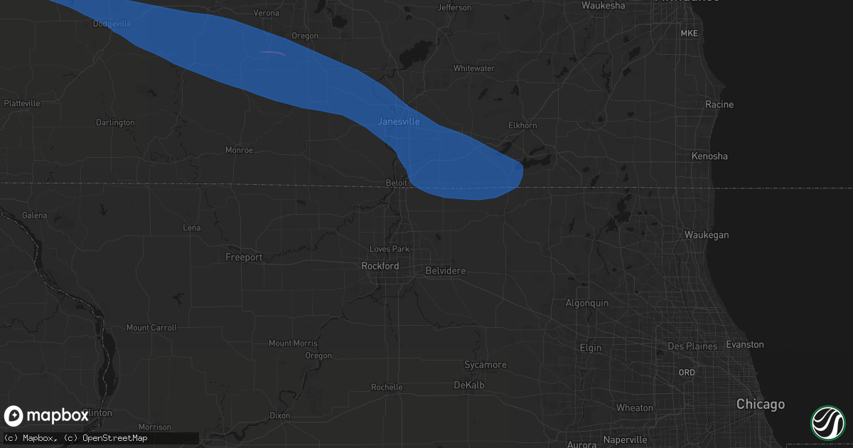 Hail map in Caledonia, IL on June 17, 2026