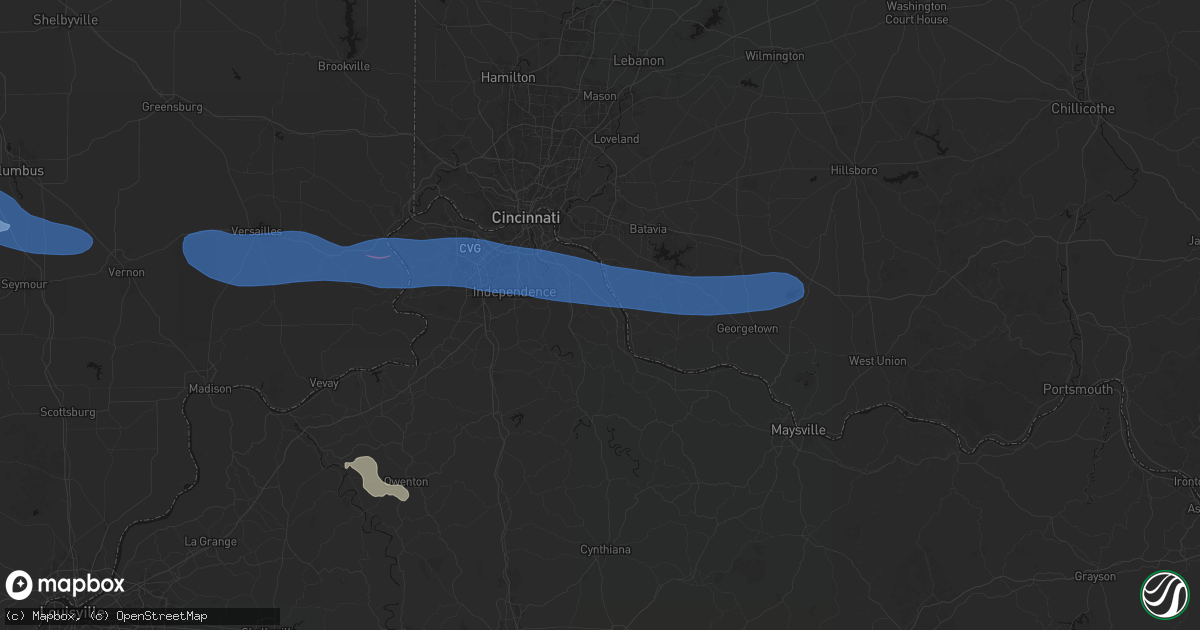 Hail map in California, KY on June 17, 2026