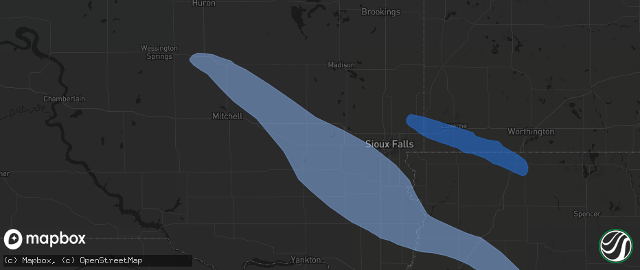 Hail map in Canistota, SD on June 17, 2026