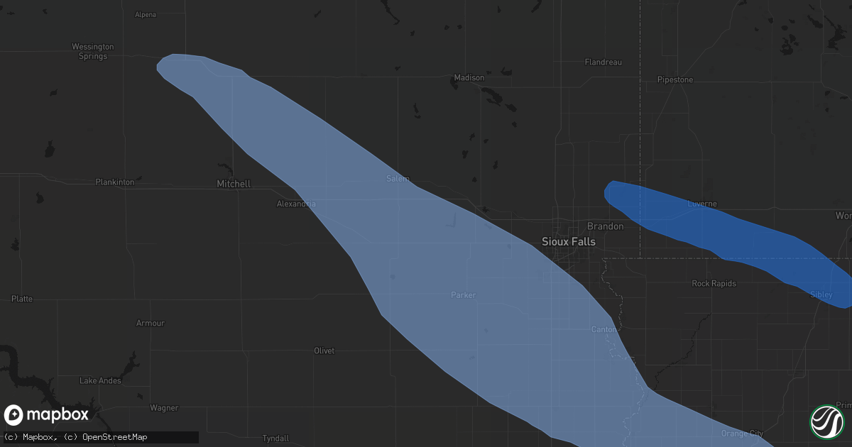 Hail map in Canistota, SD on June 17, 2026