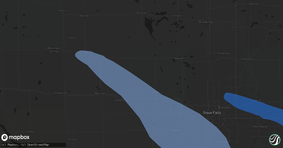 Hail map in Canova, SD on June 17, 2026