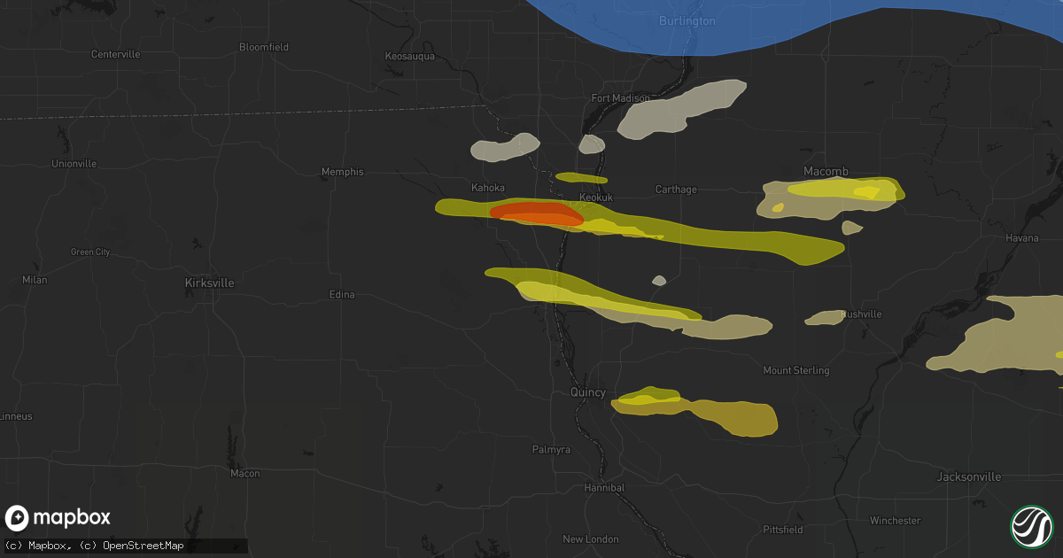 Hail map in Canton, MO on June 17, 2026