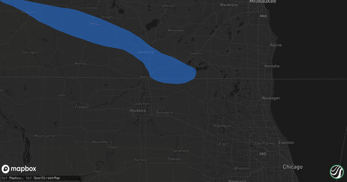 Hail map in Capron, IL on June 17, 2026