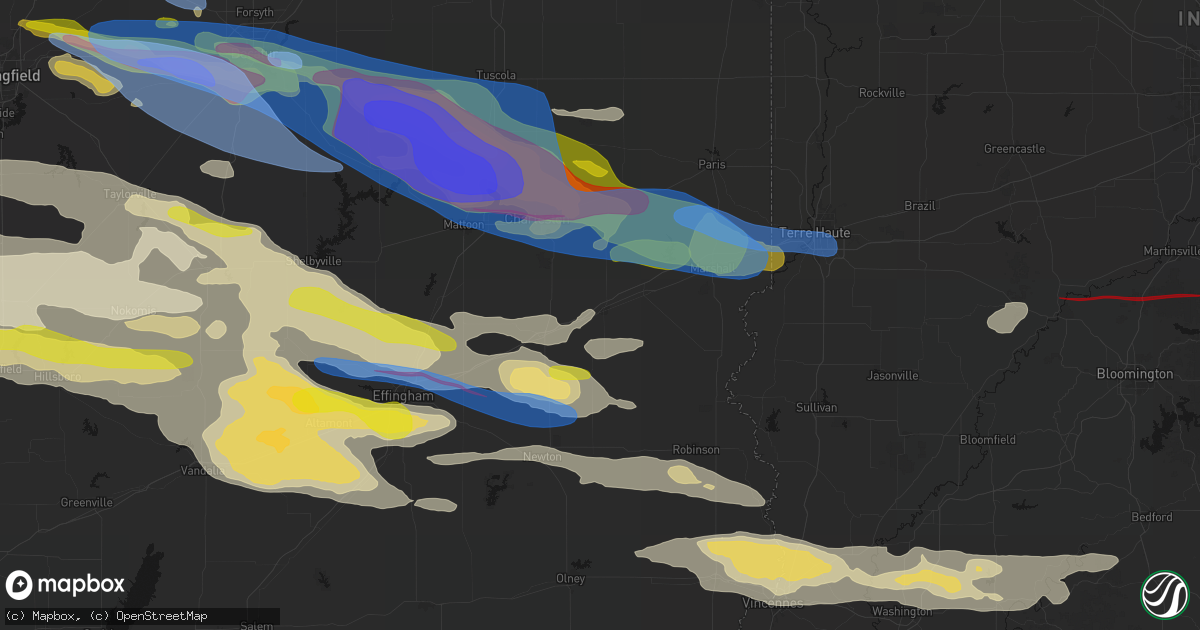 Hail map in Casey, IL on June 17, 2026