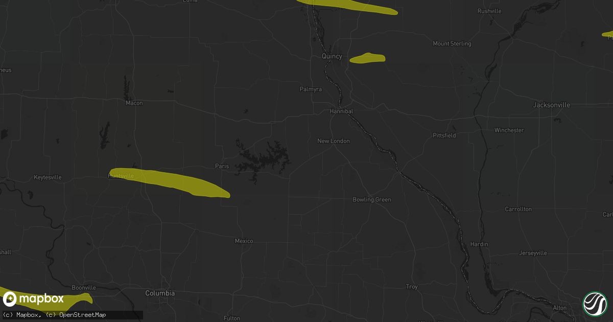 Hail map in Center, MO on June 17, 2026