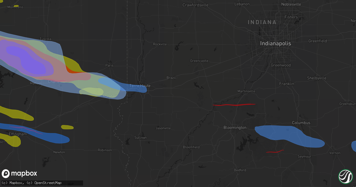 Hail map in Centerpoint, IN on June 17, 2026