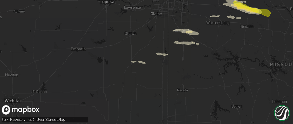 Hail map in Centerville, KS on June 17, 2026