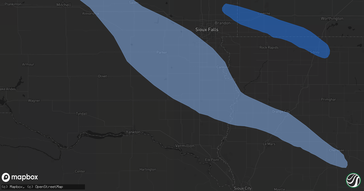 Hail map in Centerville, SD on June 17, 2026