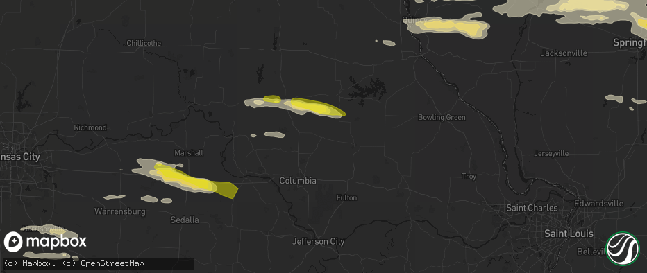 Hail map in Centralia, MO on June 17, 2026