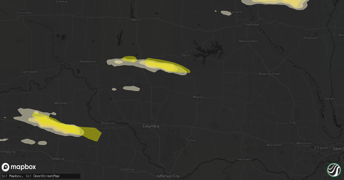 Hail map in Centralia, MO on June 17, 2026