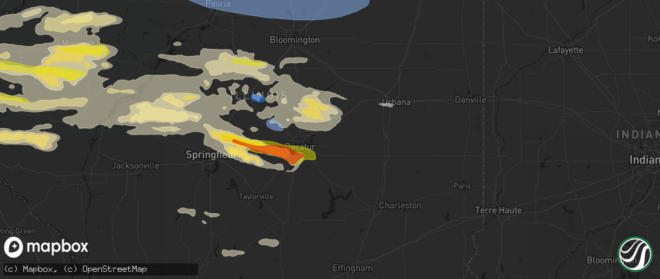 Hail map in Cerro Gordo, IL on June 17, 2026