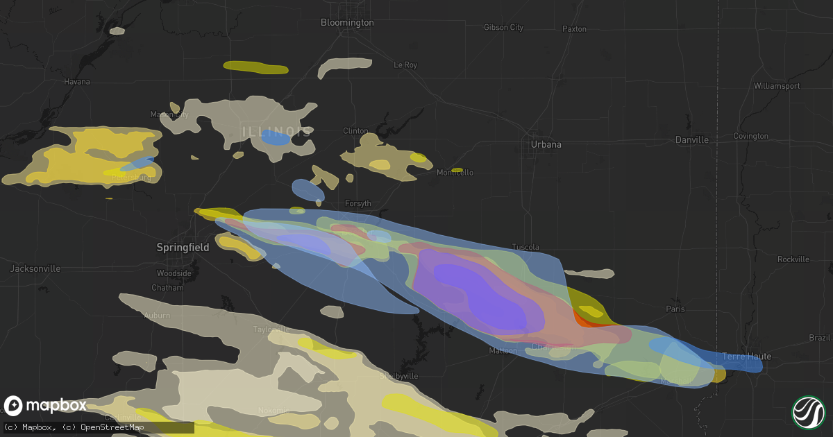 Hail map in Cerro Gordo, IL on June 17, 2026