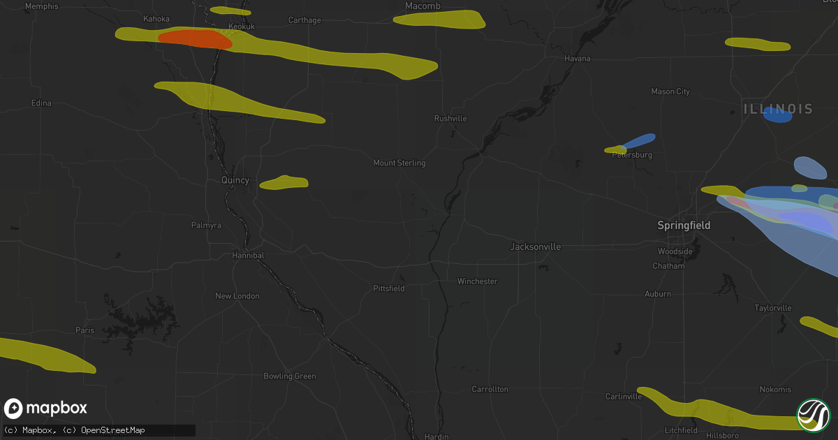 Hail map in Chambersburg, IL on June 17, 2026