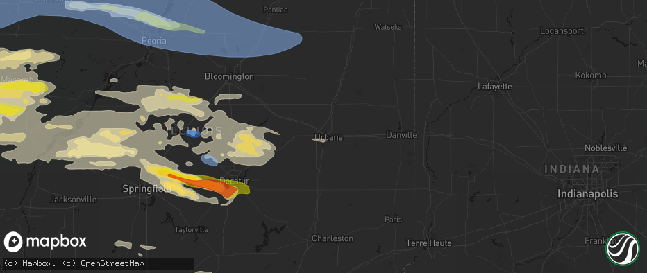 Hail map in Champaign, IL on June 17, 2026