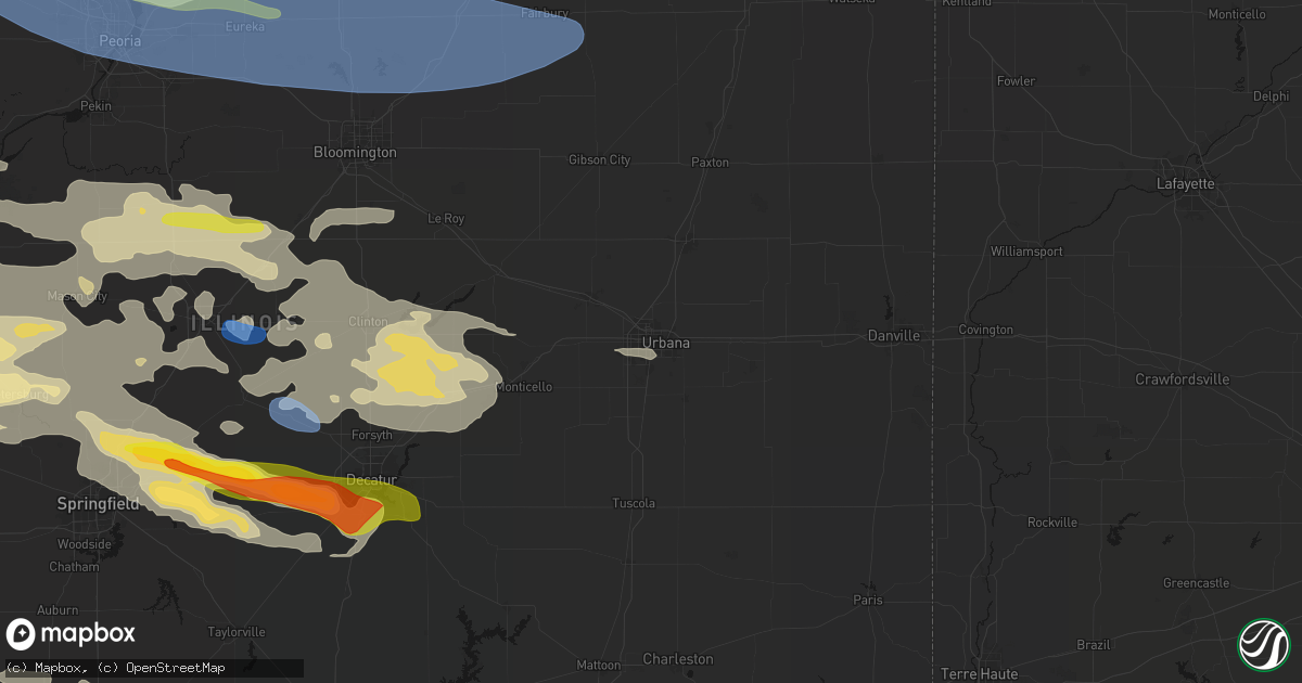 Hail map in Champaign, IL on June 17, 2026