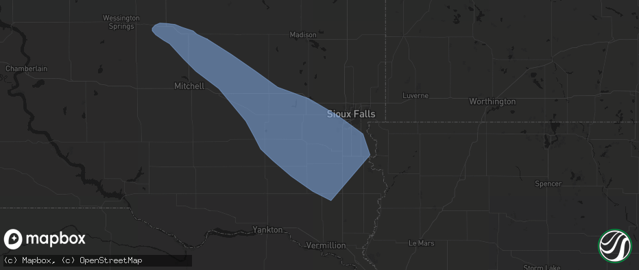 Hail map in Chancellor, SD on June 17, 2026