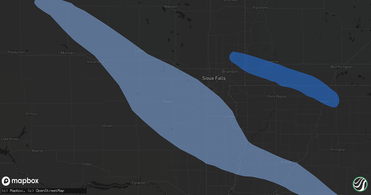 Hail map in Chancellor, SD on June 17, 2026