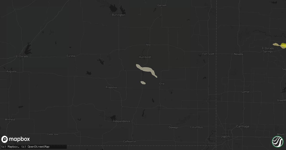 Hail map in Chanute, KS on June 17, 2026