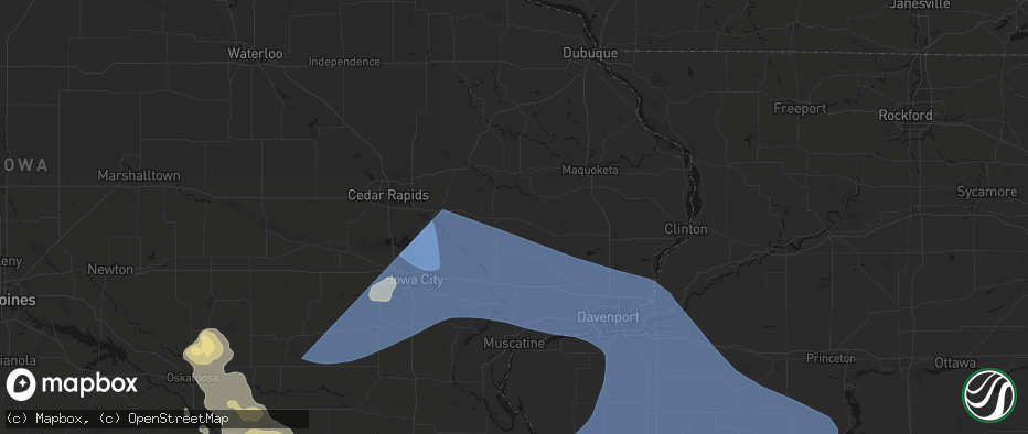 Hail map in Clarence, IA on June 17, 2026