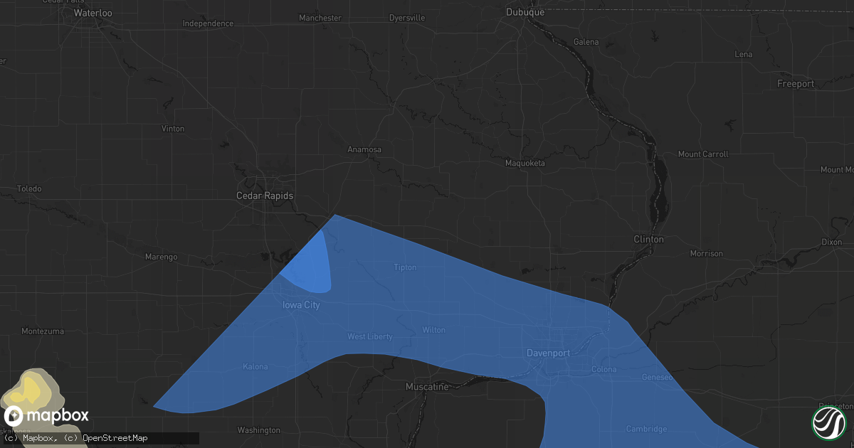 Hail map in Clarence, IA on June 17, 2026