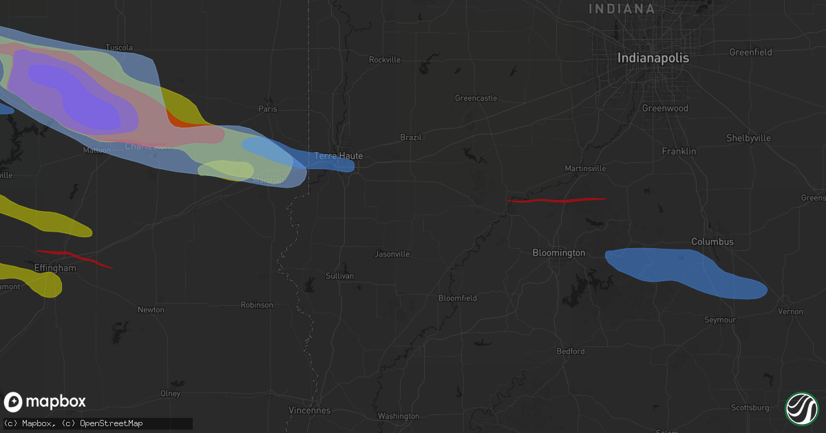 Hail map in Clay City, IN on June 17, 2026