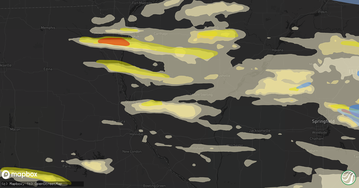 Hail map in Clayton, IL on June 17, 2026