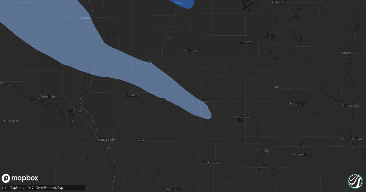 Hail map in Cleghorn, IA on June 17, 2026