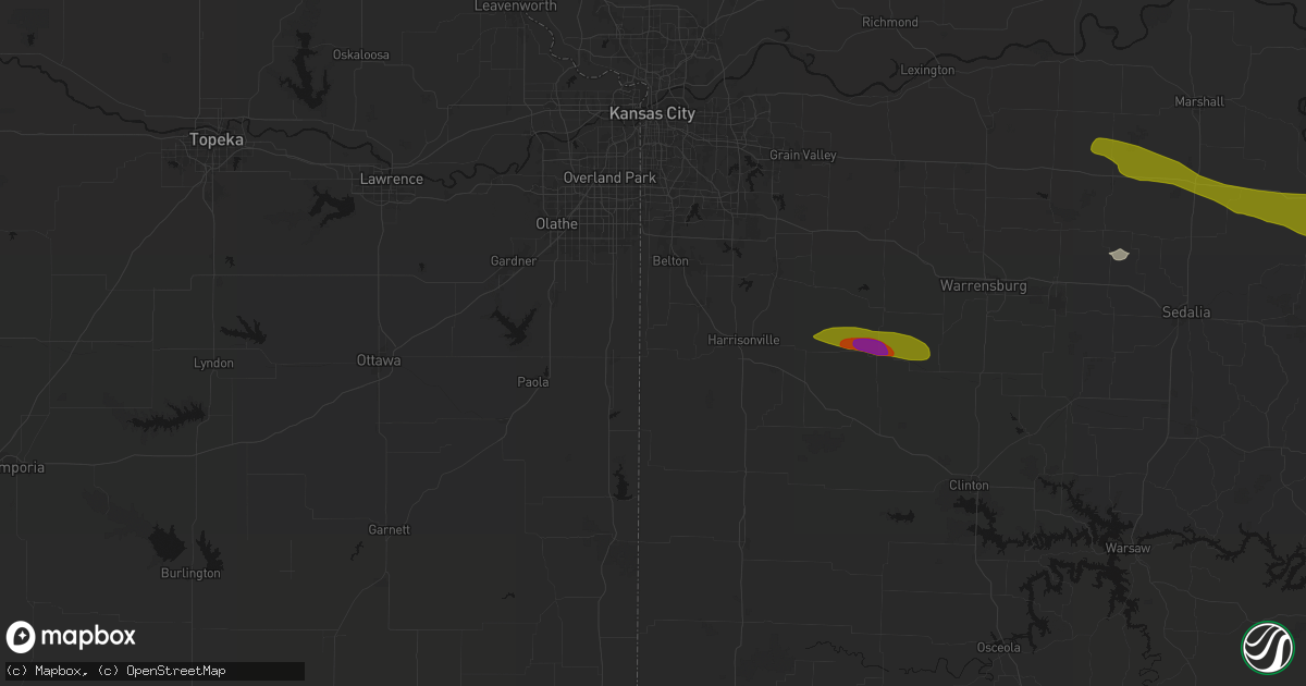 Hail map in Cleveland, MO on June 17, 2026