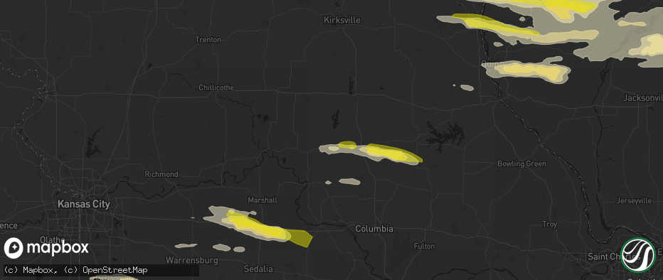 Hail map in Clifton Hill, MO on June 17, 2026