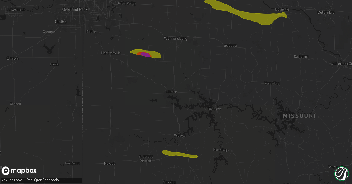 Hail map in Clinton, MO on June 17, 2026