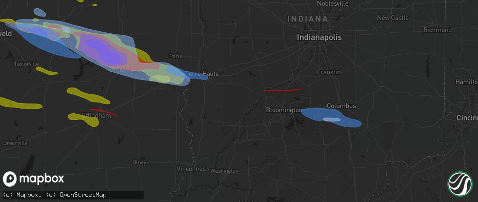 Hail map in Coal City, IN on June 17, 2026