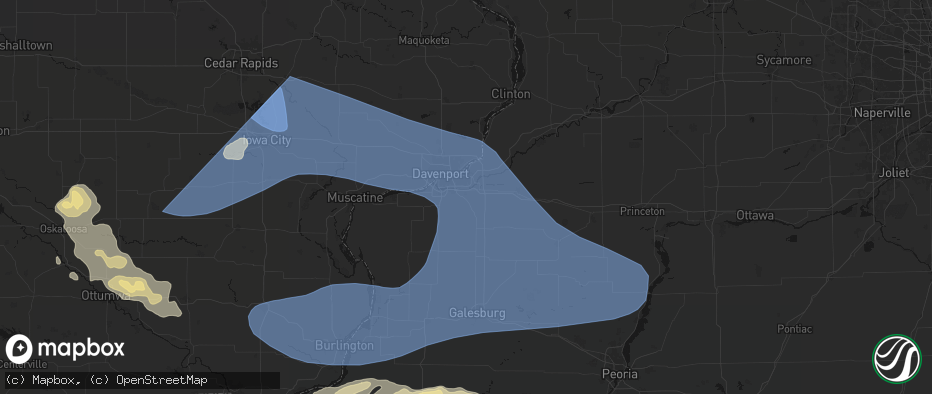 Hail map in Coal Valley, IL on June 17, 2026