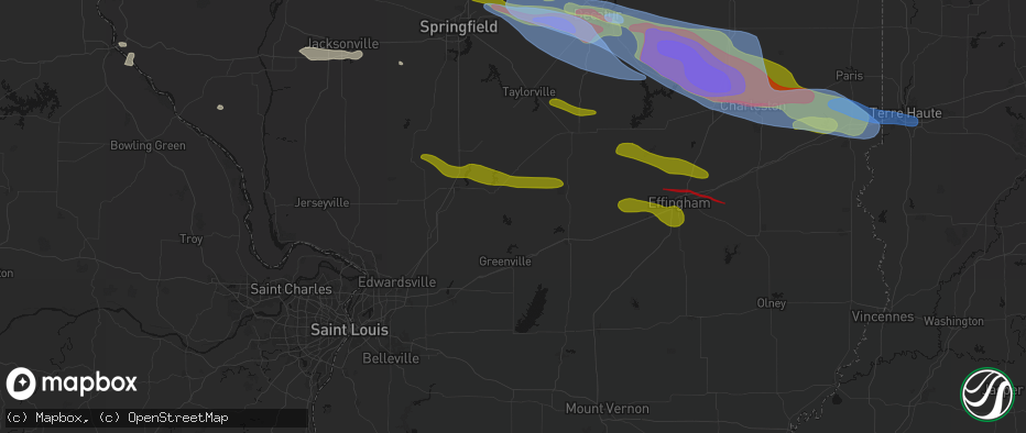 Hail map in Coffeen, IL on June 17, 2026