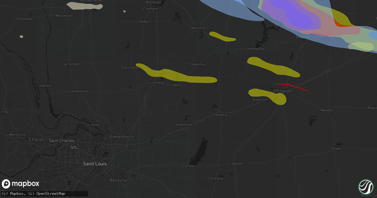 Hail map in Coffeen, IL on June 17, 2026