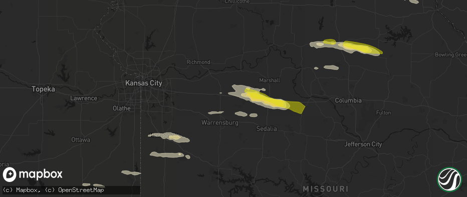 Hail map in Concordia, MO on June 17, 2026