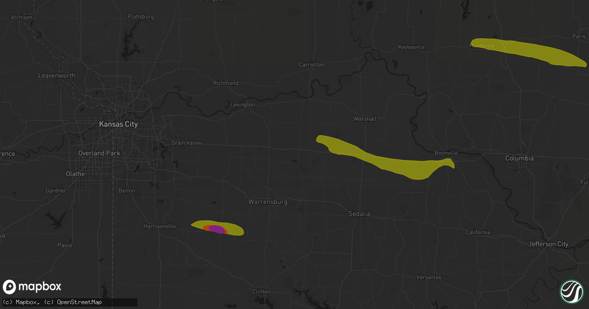 Hail map in Concordia, MO on June 17, 2026