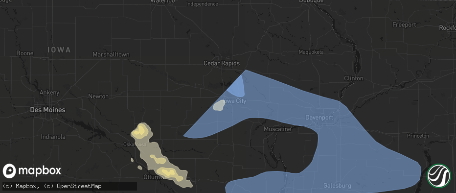 Hail map in Coralville, IA on June 17, 2026