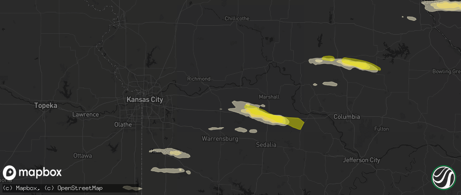 Hail map in Corder, MO on June 17, 2026