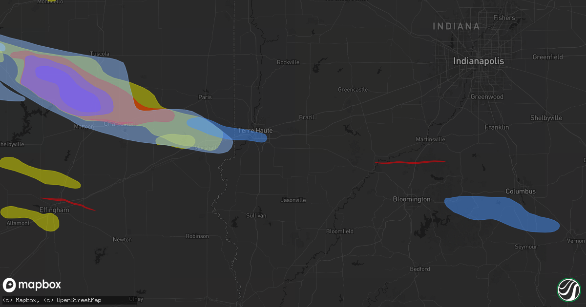 Hail map in Cory, IN on June 17, 2026