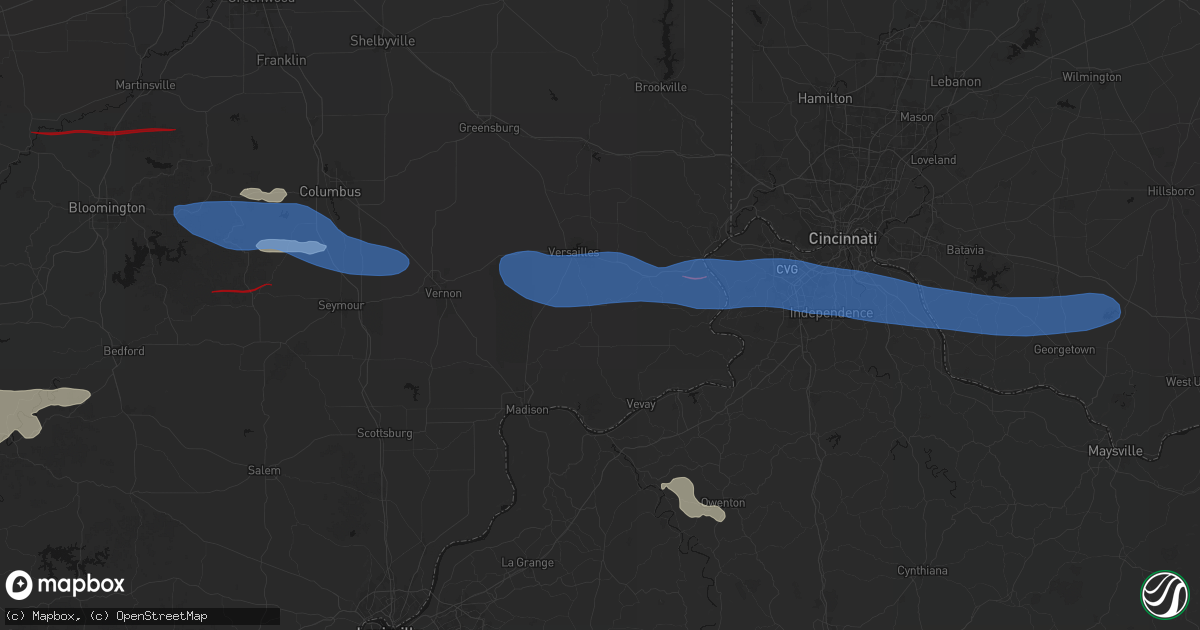 Hail map in Cross Plains, IN on June 17, 2026