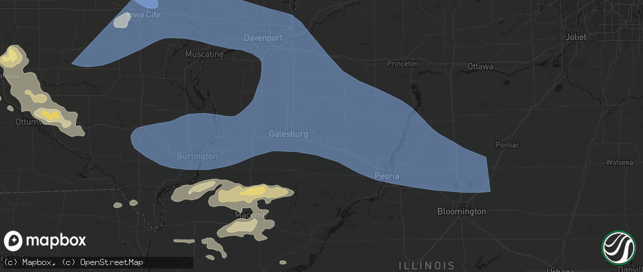 Hail map in Dahinda, IL on June 17, 2026