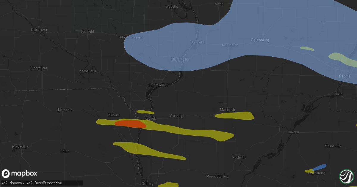 Hail map in Dallas City, IL on June 17, 2026