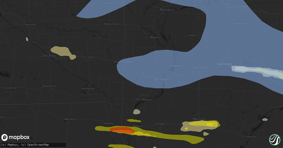 Hail map in Danville, IA on June 17, 2026